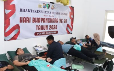 Bakti Kesehatan Donor Darah Hari Bhayangkara ke-80 Tahun 2026, Polres Lamongan Himpun 84 Kantong Darah